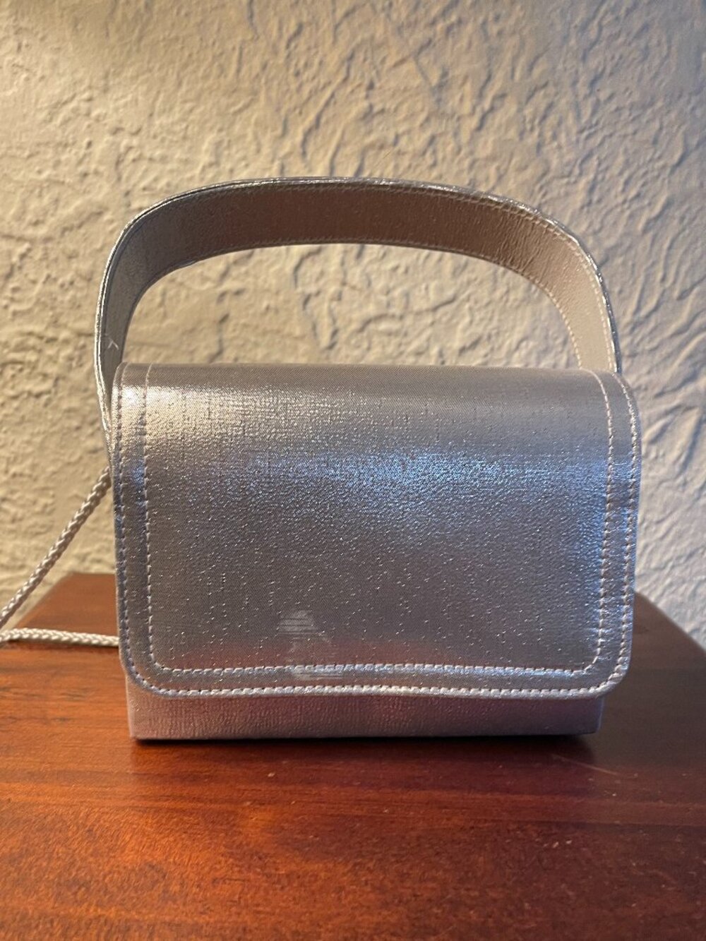 Sasha Silver Sparkly Mini Evening Bag Top Handle Crossbody Purse